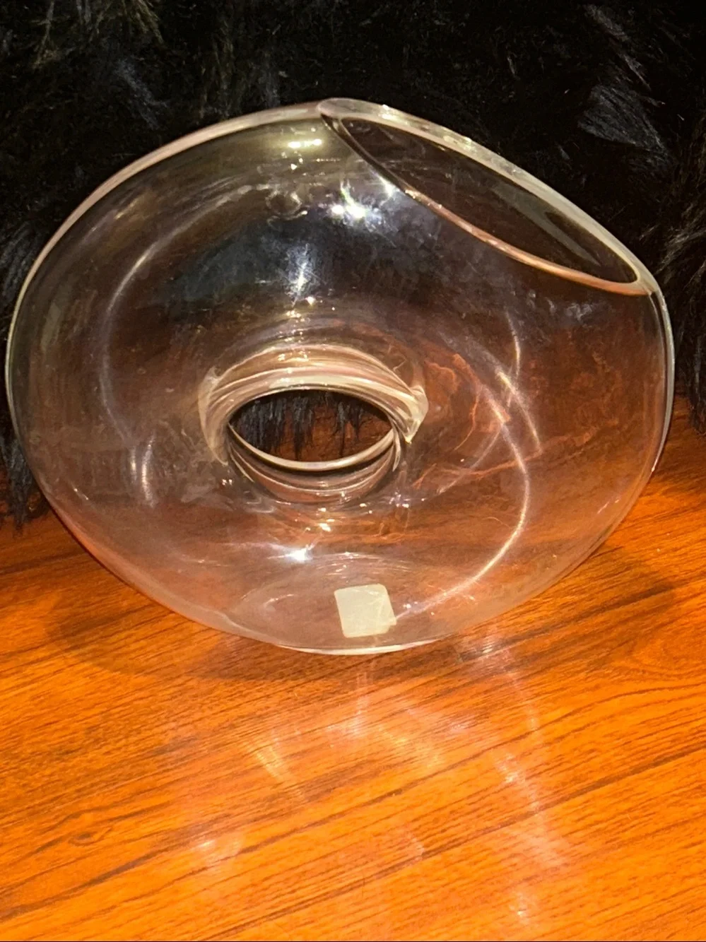 VTG Crate & Barrel ONA Clear Glass Donut Centerpiece Bowl - Home Dining RARE HTF